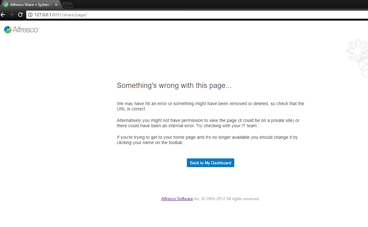 Something's wrong with this page... - Alfresco Hub