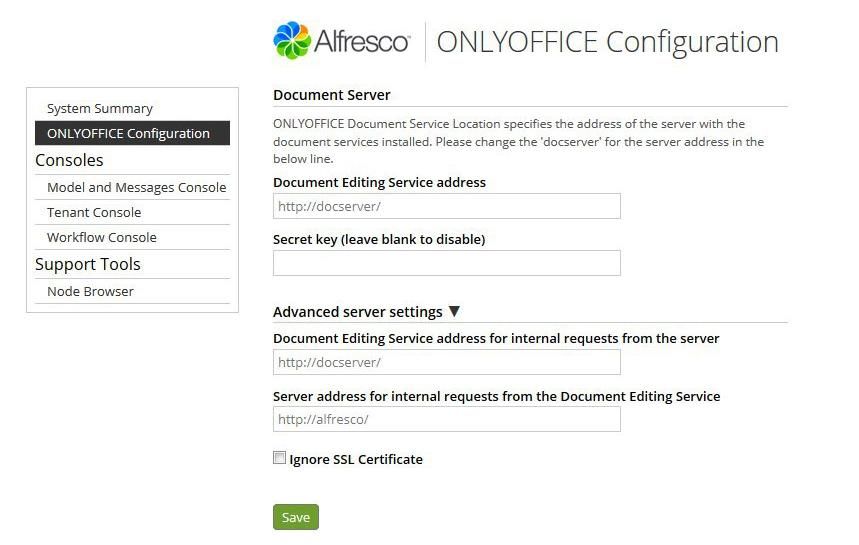 ONLYOFFICE settings within Alfresco.jpg