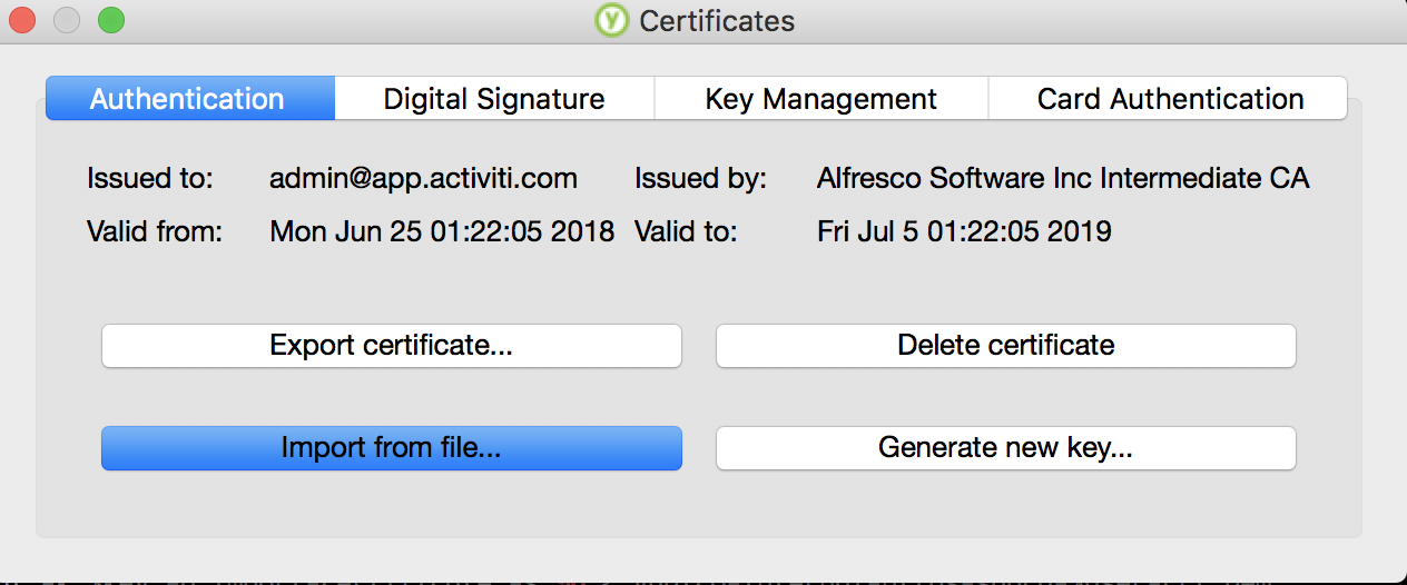 Verify certificates using YubiKey PIV Manager